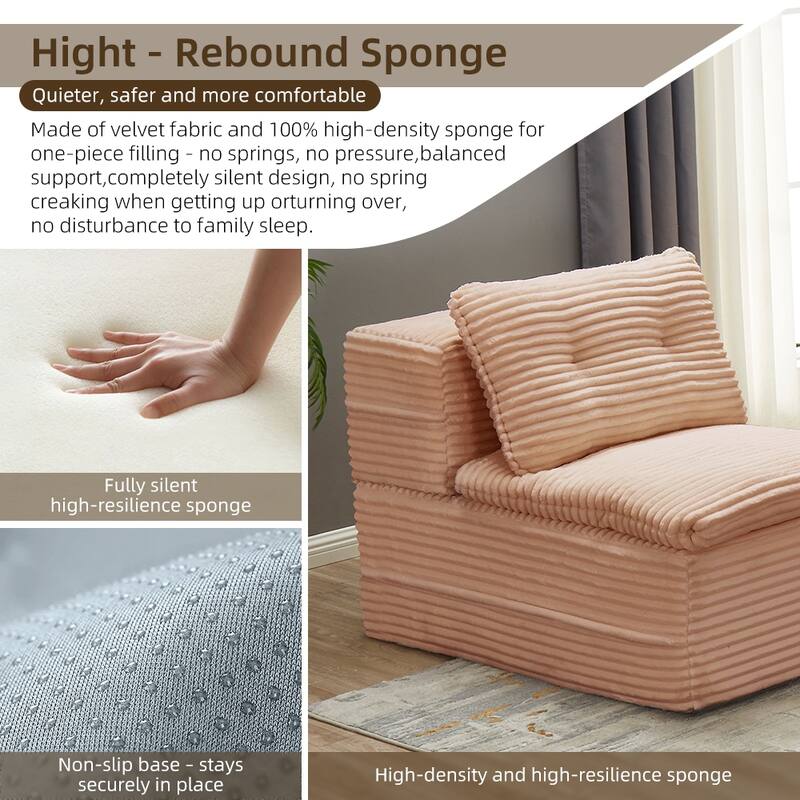 Sofa Bed With Independent Chaise Lounge And Functional Blanket,Convertible Sofa Bed,King Size Bed,Deep Seat