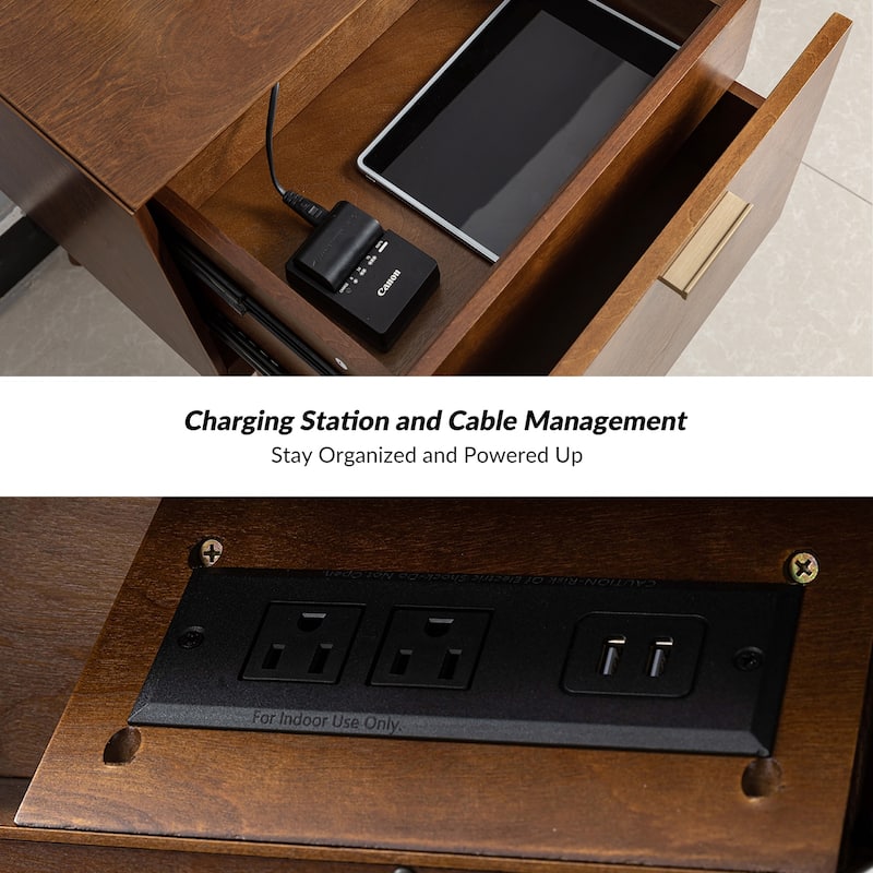 Isabel Mid-century 2- Drawer Wood End Table Sets of 2 by HULALA HOME