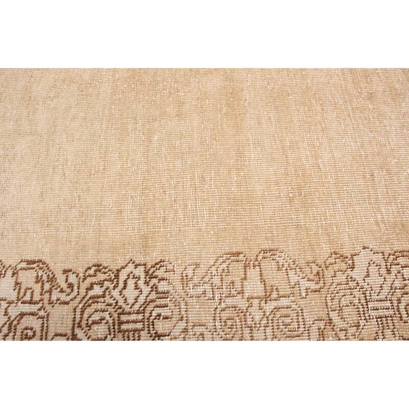 ECARPETGALLERY Hand-knotted Antalya Vintage Tan Wool Rug - 2'8 x 9'9