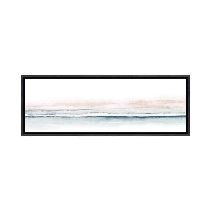 iCanvas "Watercolor Landscape XV - Panoramic" by Nouveau Prints Framed - 12x36 - Ebony