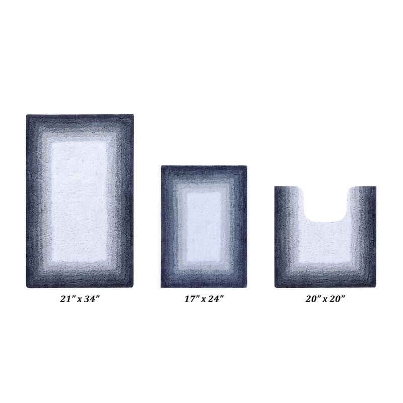 Better Trends 100% Cotton Super Soft & Highly Water Absorbent Bathroom Rugs-Torrent Collection Tufted Machine Washable Bath Mats - 3 Piece Set (17" x 24" | 20" x 20" | 21" x 34") - Gray
