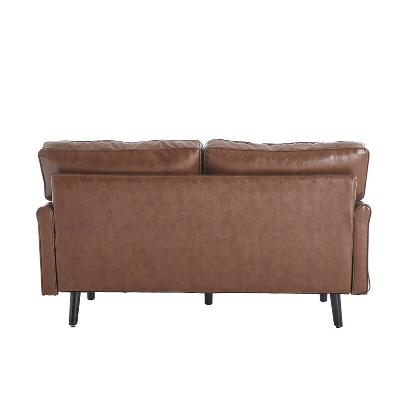 Loveseat Sofa,Mid Century Modern Love Seat, 2 Seater Sofa Couches For Living Room,Small Couch With Usb & Removable Pillow Cover