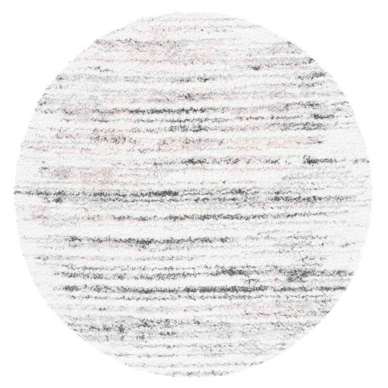 SAFAVIEH Berber Shag Eukene Abstract Rug - 6'7" Round - Ivory/Grey