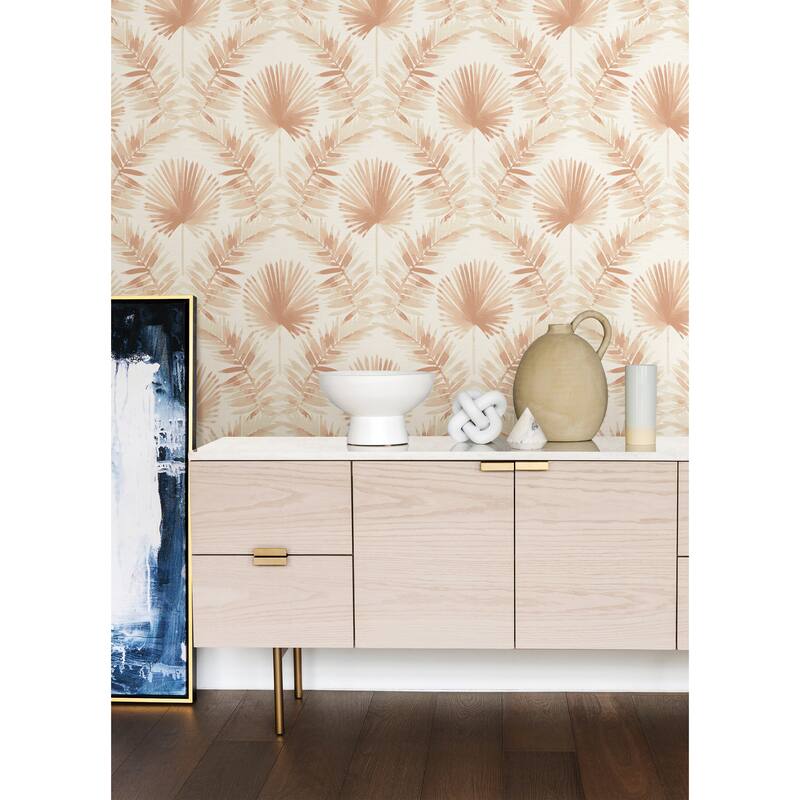 A-Street Prints Calla Rust Painted Palm Wallpaper