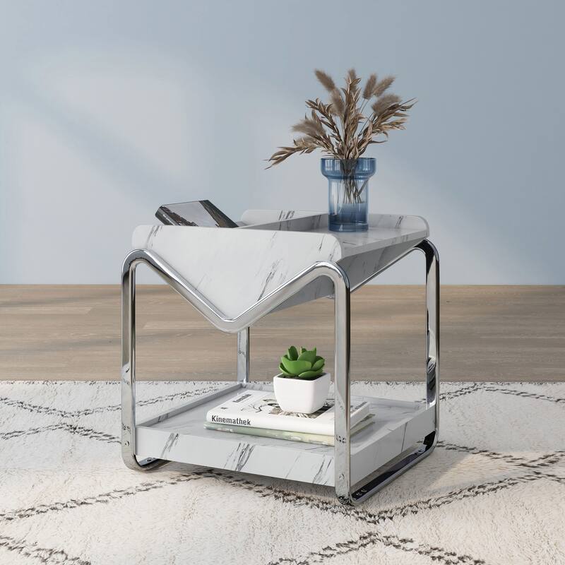 DH BASIC Contemporary 22-inch Metal 3-shelf End Table by Denhour