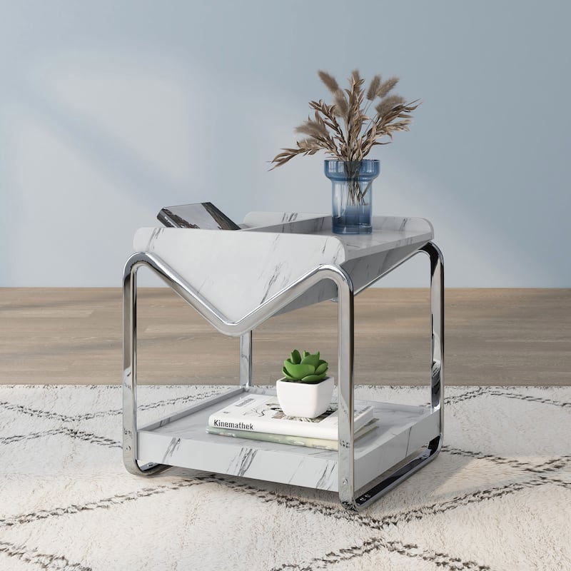 DH BASIC Contemporary 22-inch Metal 3-shelf End Table by Denhour