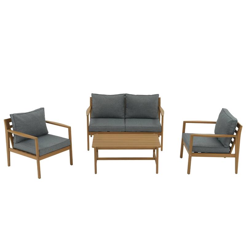 Outdoor 4 Piece Leisure Solid Wooden Chair Set