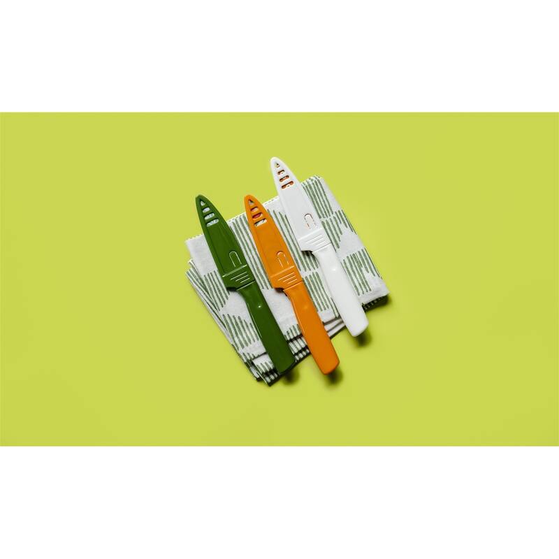 DURA LIVING Artistic Edge 3-Piece Non-Stick Paring Knives Set with Blade Guards