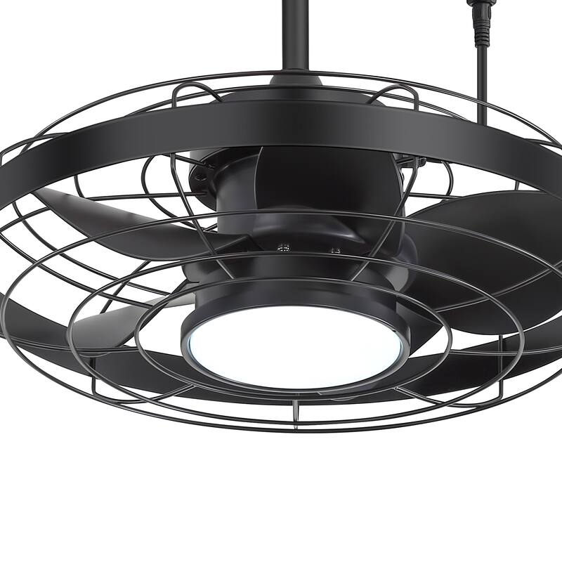 20" 5-Blade Waterproof Plug-in Outdoor Ceiling Fan with Dimmable LED Light and Remote