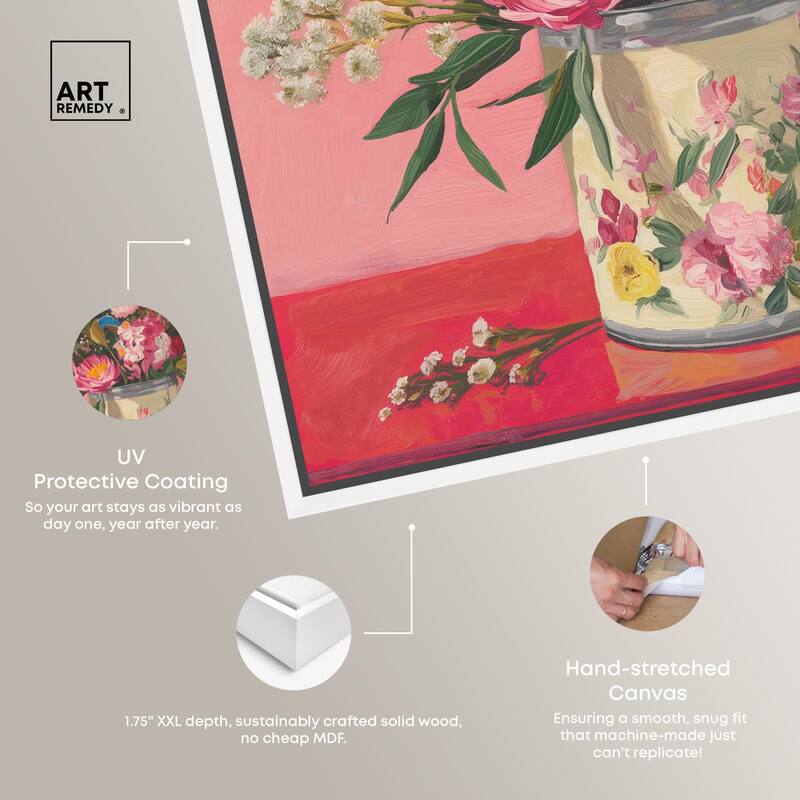 Pink Floral Tin Canvas by Art Remedy