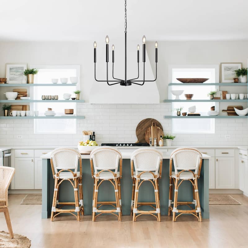 6-Light W26.18" x H66.92" Candle Chandelier for Living Room Kitchen Island