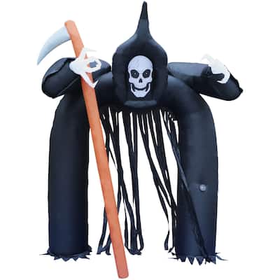Haunted Hill Farm 10-Ft. Tall Pre-lit Musical Inflatable Grim Reaper Arch