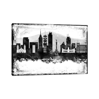 iCanvas "Mexico City Black And White Framed Skylines" by WallDecorAddict Canvas Print