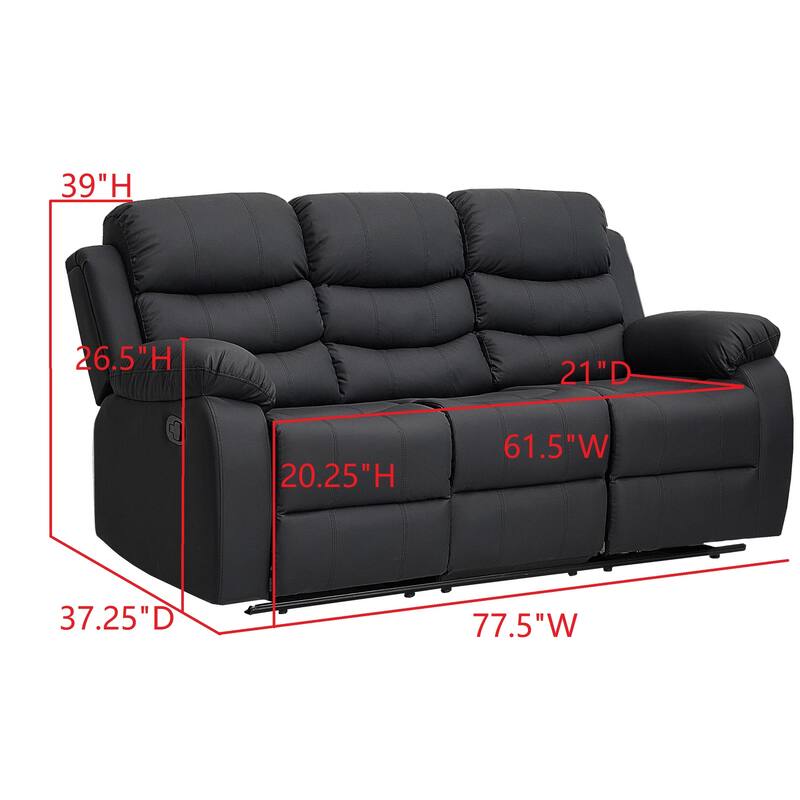 Selena Vinyl 3-Position Comfort Reclining Sofa