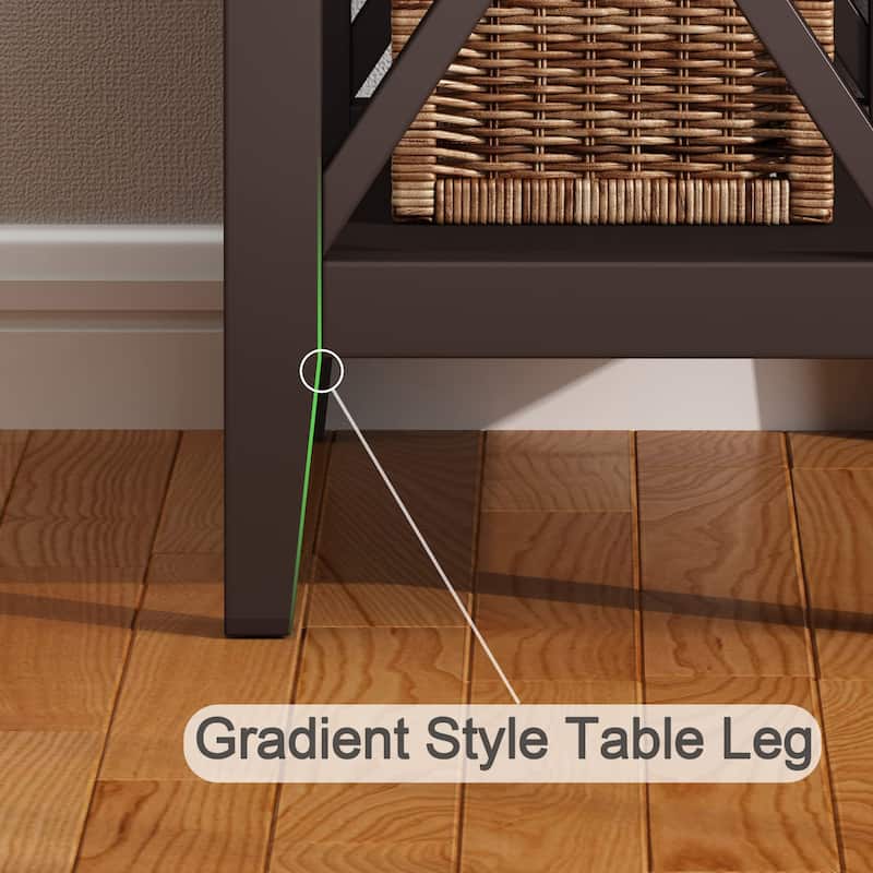 2-Drawer End Table, Flip Top Narrow End Table with Drawer, Accent Small Side Table Nightstand for Bedroom, Espresso