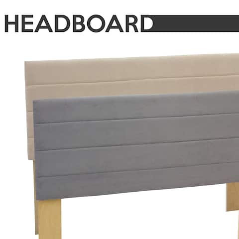 Onetan, Upholstered Fabric Headboard, Grey & Tan.