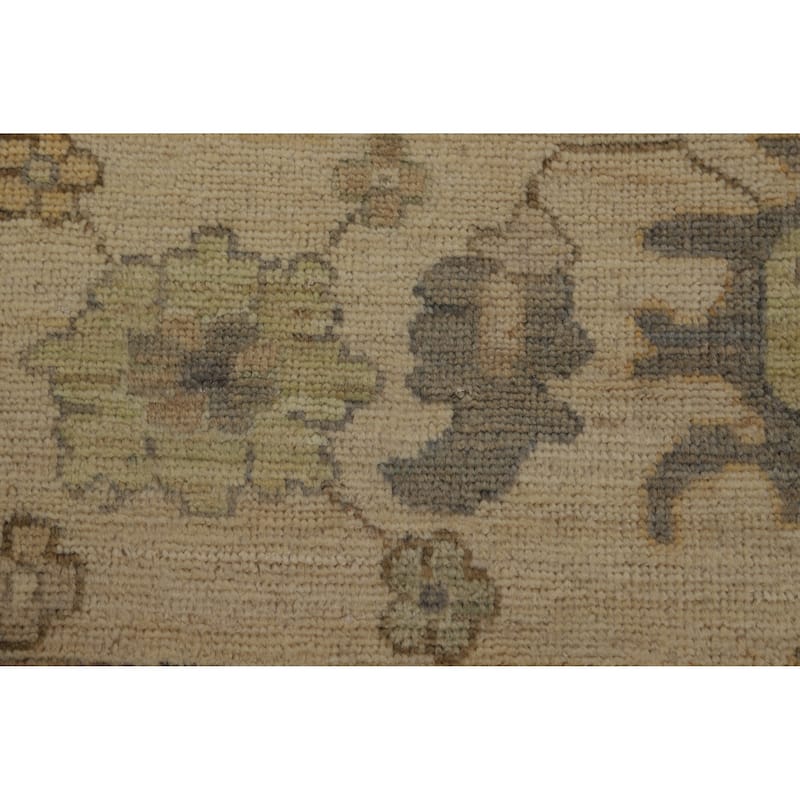 Hand Knotted Oriental 100% Wool Carpet Transitional All-Over Green Oushak Area Rug - 12' 1'' X 8' 11''