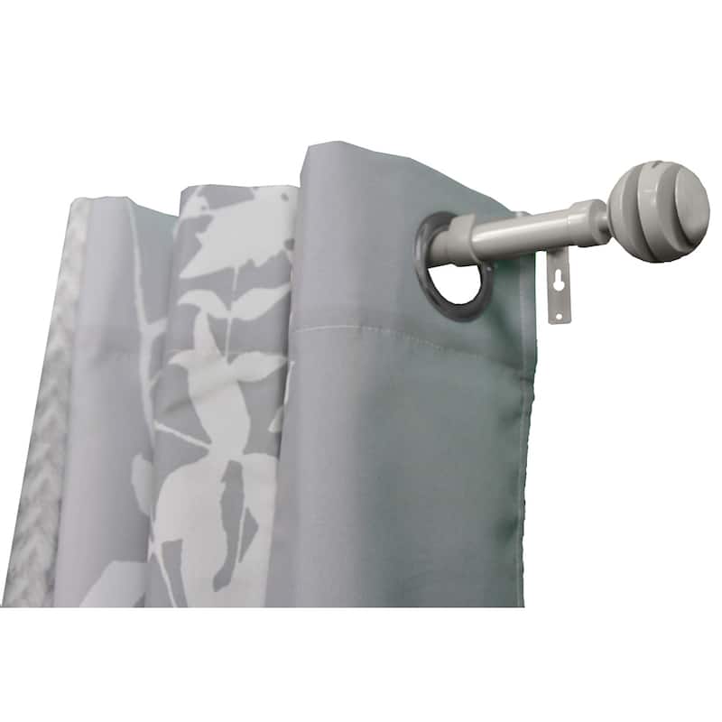 Adjustable Single Curtain Rod 50"-82" with Spiral Finials and Brackets, Available in Taupe, Gray, or Black