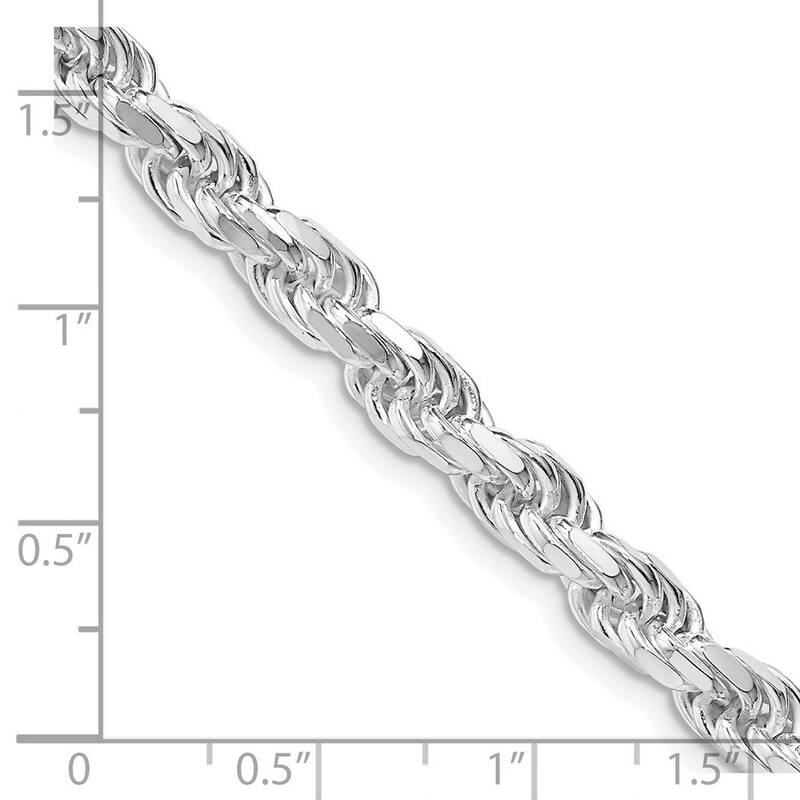 Curata 925 Sterling Silver Rhodium 5.75mm Diamond Cut Rope Chain Necklace for Men