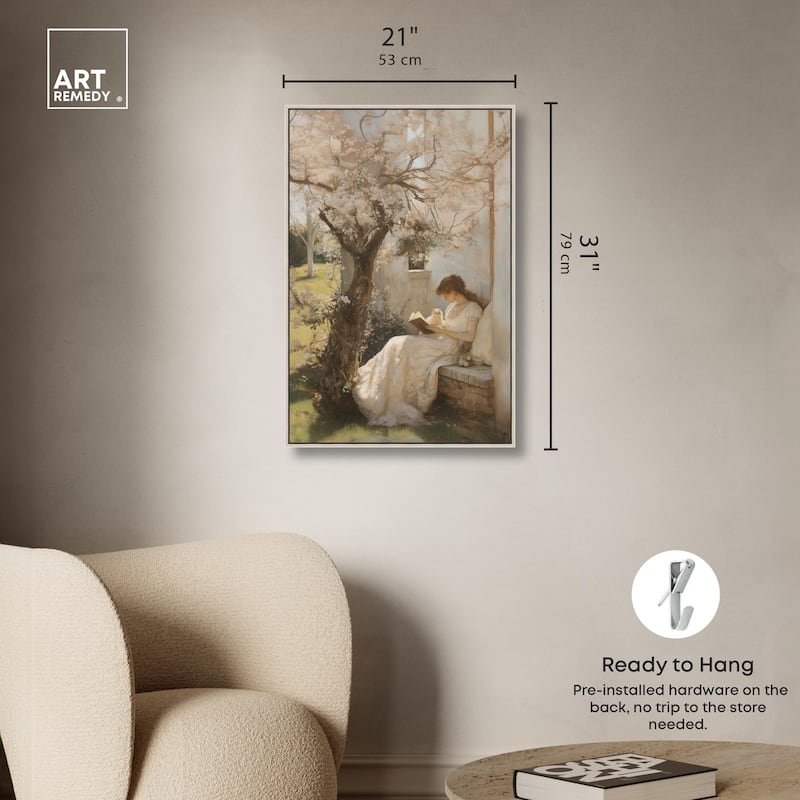 Reading With Her Cat Canvas by Art Remedy