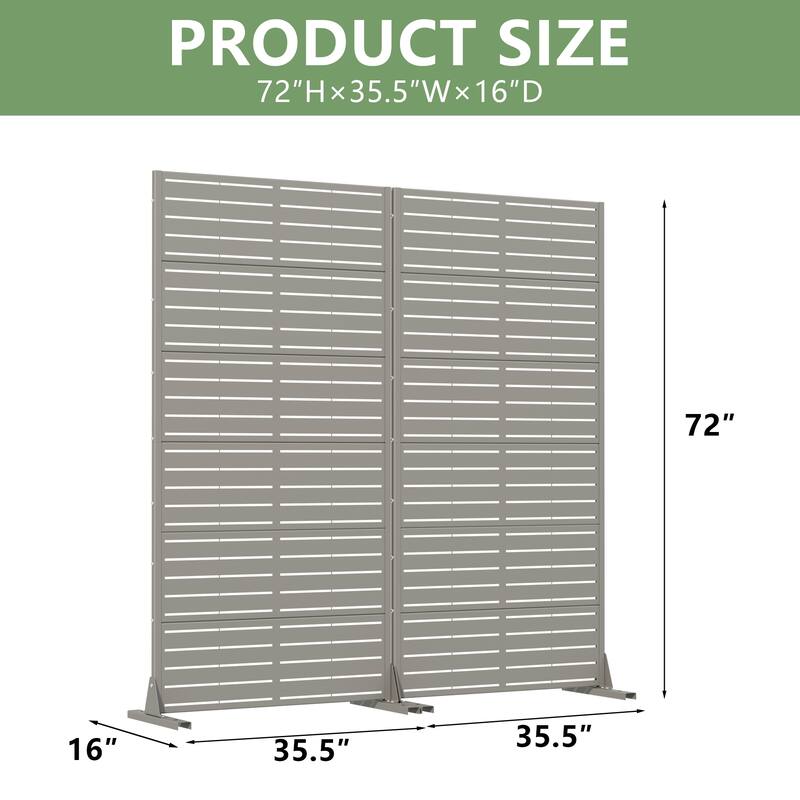 Outdoor Privacy Screen with Stand for Patio Garden Metal Fence Set of 2