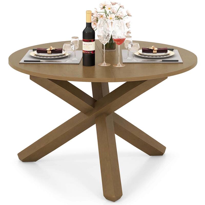 Costway 47" Round Dining Table with Solid Acacia Wood Legs for 4-6 - See Details