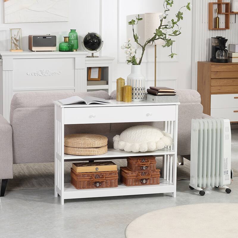 Console Hallway Table with Extra Wide Pull Out Drawer