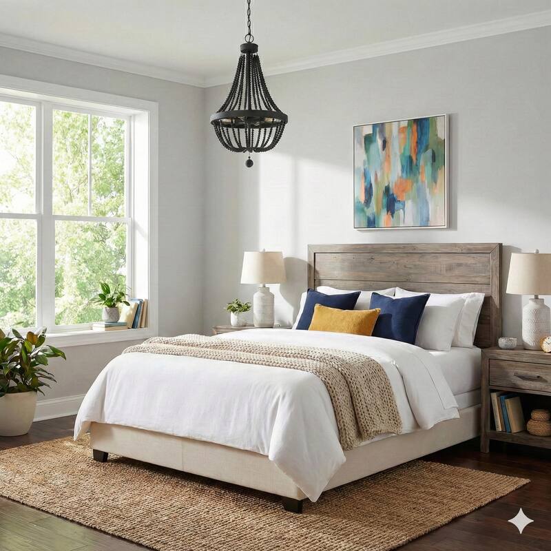 Cauhu 4-light Farmhouse Coastal Beaded Empire Chandelier for Dining Room - 16'' W x 16'' D x 27'' H