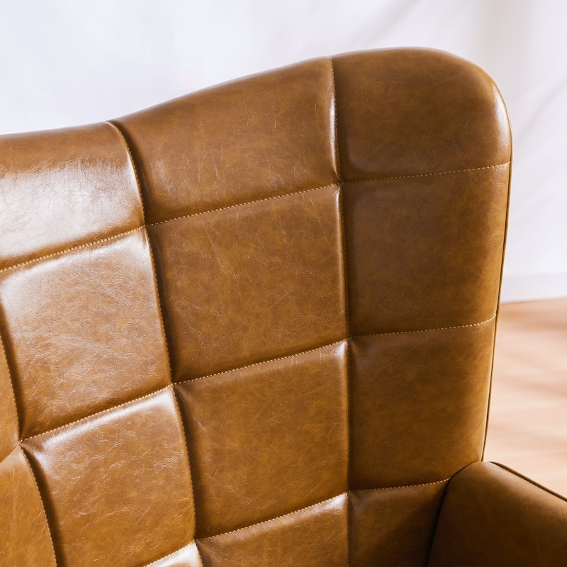 High-back Tufted Accent Chair Set of 2 Cream/ Brown/ Taupe