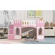 preview thumbnail 19 of 18, Twin Size Low Loft Bed with Side Storage Staircase and Window, Pinewood Frame Playhouse Bed Playful Castle Bed for Children