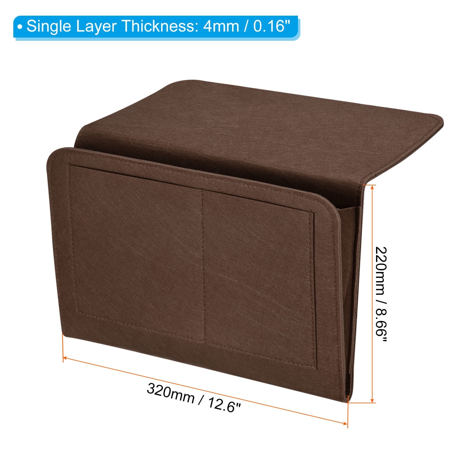 Felt Bedside Organizer Bed Hanging Caddy Sofa Desk Hanging Bag Double Layer for Magazine Remotes Phone Tablet