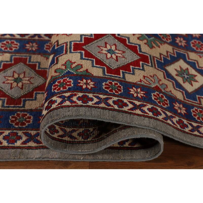 Geometric Kazak Large Area Rug Handmade Wool Carpet - 9'7" x 13'7"