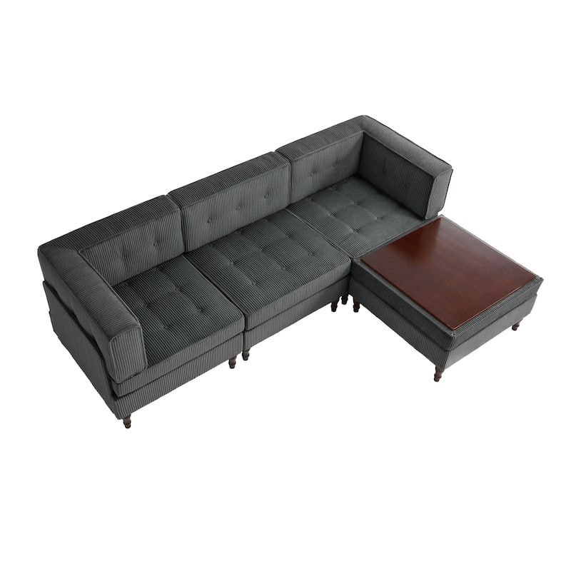 Oversized Sofa Corduroy Tufted Modular Sectional Set