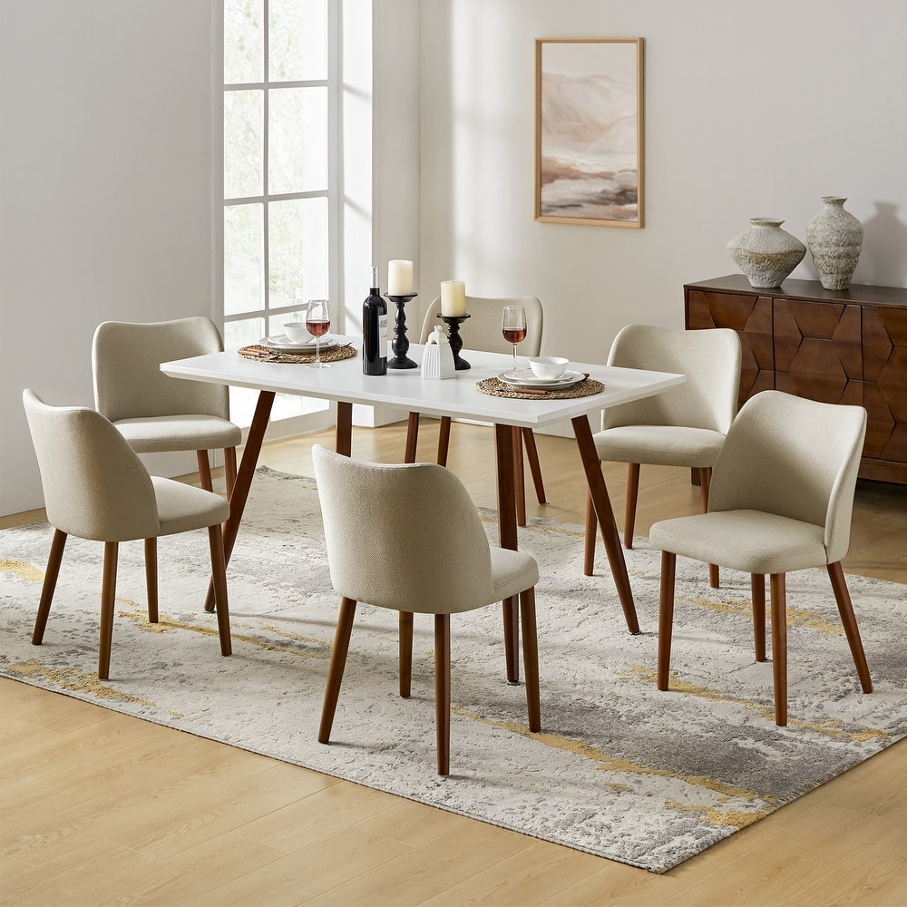 Melisa Upholstered Solid Wood Dining Chair Set of 6 by HULALA HOME
