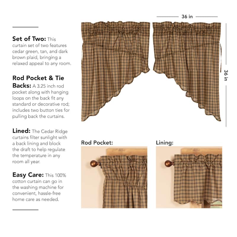 Cedar Ridge Prairie Swag Scalloped Set of 2 36x36x18 - Prairie Swag 36x36x18