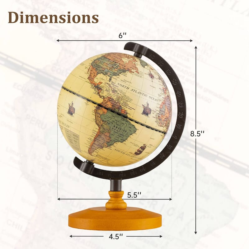 Costway Antique World Globe for Kids & Adults 5.5-Inch Desktop - Bronze - See Details