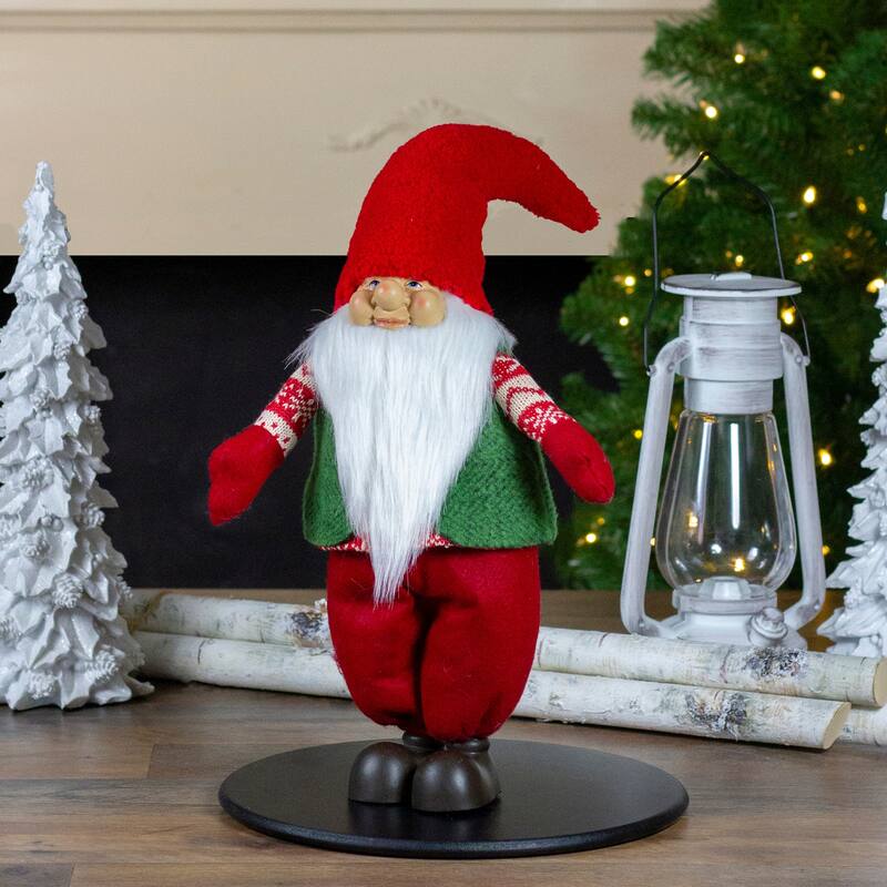 Smiling Santa Christmas Gnome Figure - 23" - Red and Green