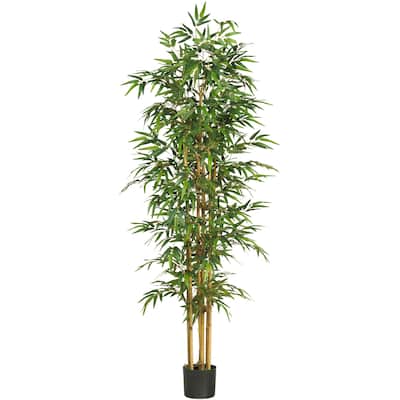 Modern 75In Silk Tree - Realistic Green Faux Tree for Home, Office, Hotel Decor - Bendable Branches - 6.25ft.