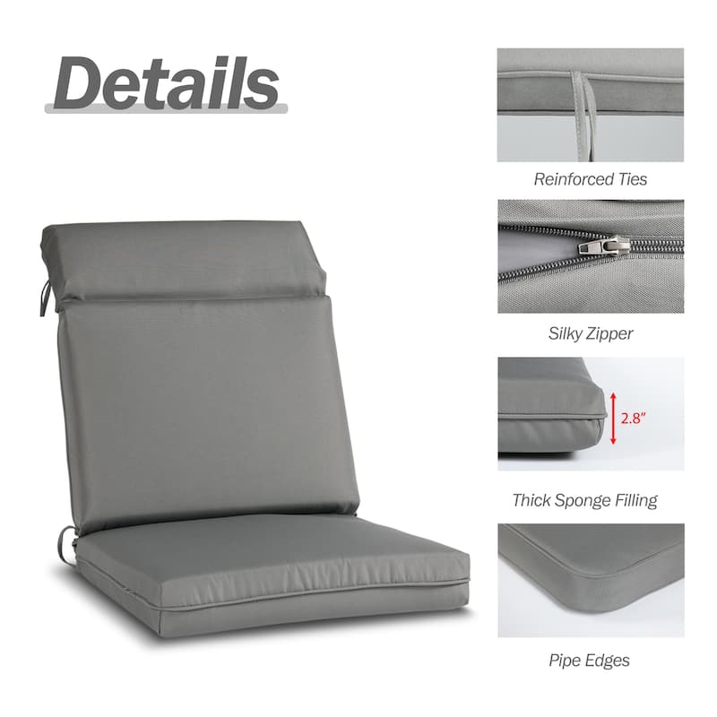 Aoodor 4Pcs Outdoor Cartridge High Back Dining Chair Cushion Set