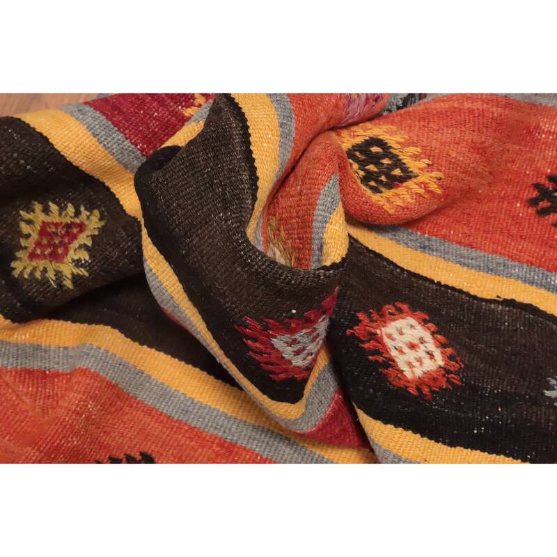 Hand Woven Oriental 100% Wool Carpet Southwestern Tribal Multi-Colored Kilim Area Rug - 9' 4'' X 5' 6''