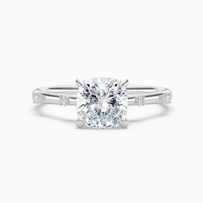 Auriya 14k Gold Petite Diamond Station Cushion Lab Grown Engagement Ring 1.00 to 5.00 ct. tw. (F-G, VS) - 8.5 - 1.75 carats - White
