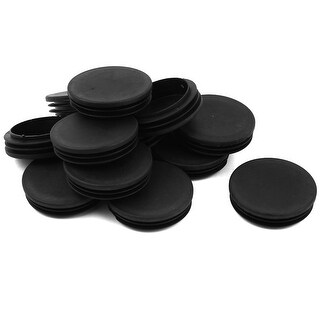 12 x Black Plastic 60mm Dia Round Ribbed Fitting Tube Inserts Bung ...