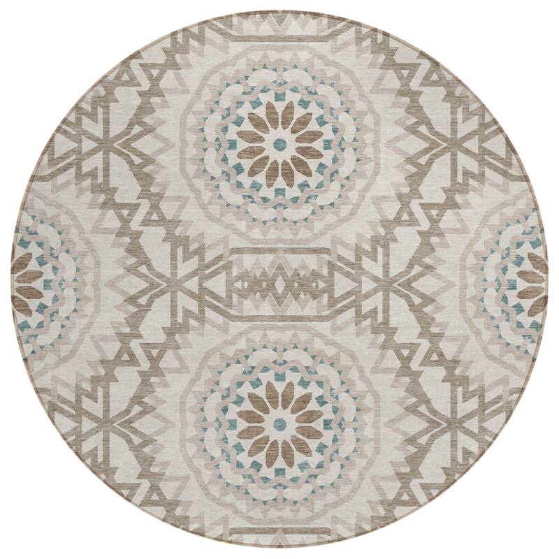 HomeRoots Floral Medallion Transitional Rectangle Outdoor Rug