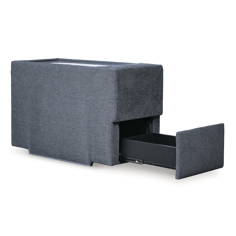 Signature Design by Ashley Modmax Blue 7-Piece Balanced Sectional with Audio and Storage Consoles - 124" W x 124" D x 36" H