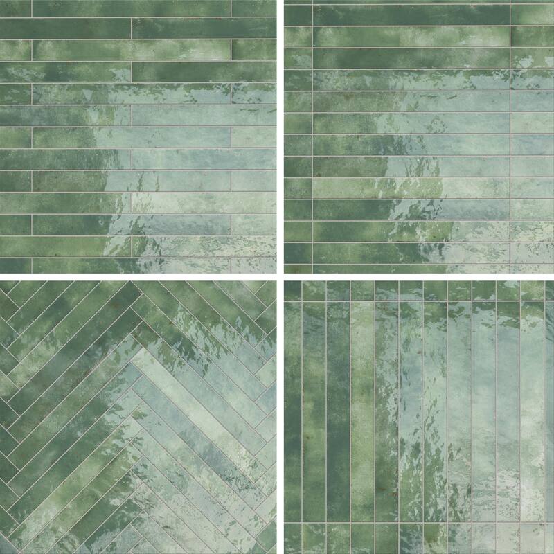 Merola Tile Scottsdale Green 1-7/8" x 17-3/4" Porcelain Floor and Wall Tile