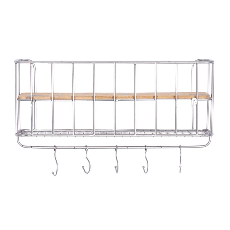 Metal 2 Shelves Wall Hook - Set of 2 Gray - Roche River Decor - 8"W x 32"L x 17"H