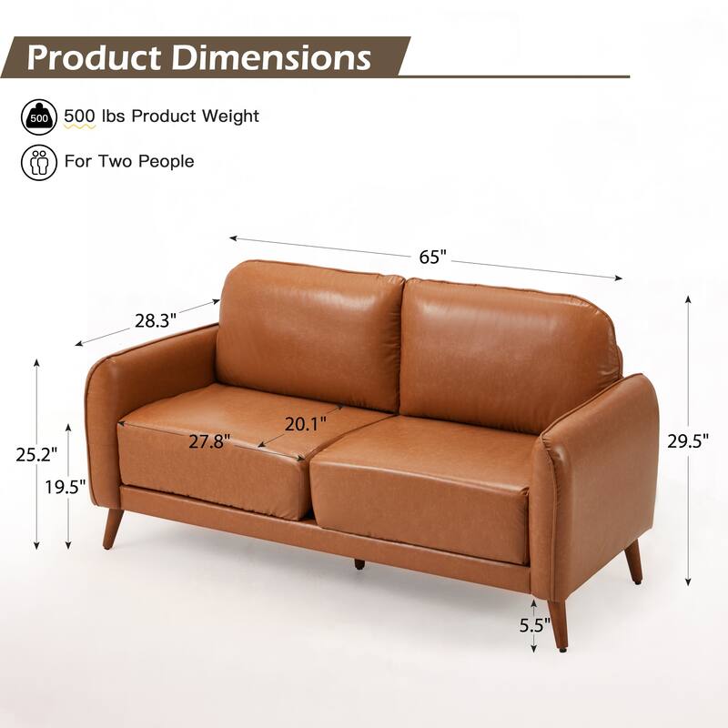 Modern double sofa for small spaces with storage, 2 soft cushions