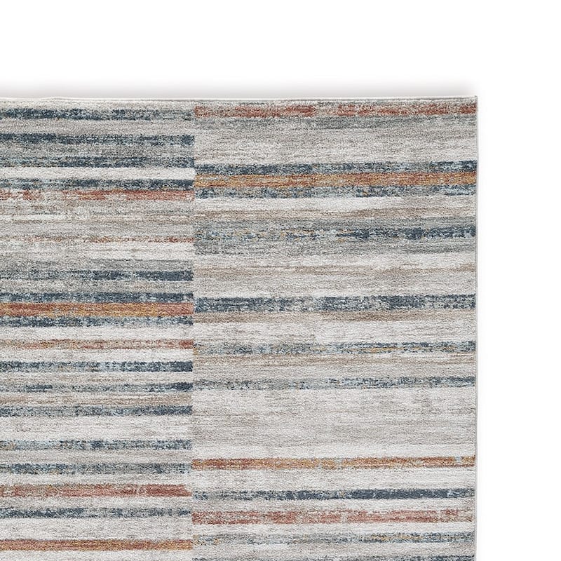Kimya 5 x 7 Area Rug, Stripe Design, Polyester, Cotton Backing, Gray Blue - 5 x 7