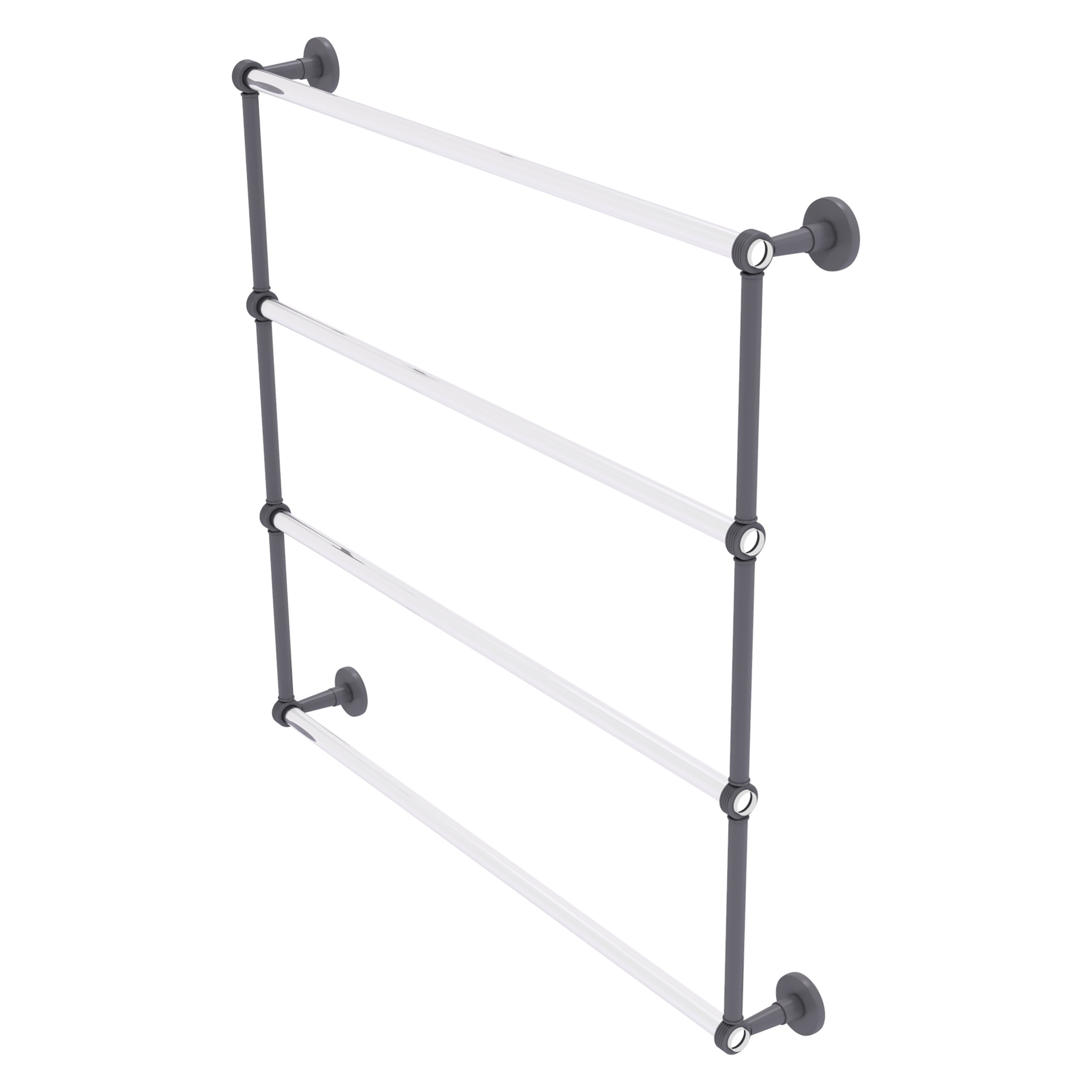 Allied Brass Clearview Collection 4 Tier 24 Inch Ladder Towel Bar with Grooved Accents