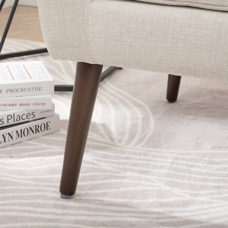 Modern Chenille Upholstered Armchair with Pillow and Solid Wood Leg